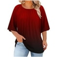 thumbnail image 2 of HongQid Womens Plus Size Tops 3/4 Sleeve Round Neck Blouses Dressy Casual Tunic Tops for Curvy Women Loose Fit, 2 of 5