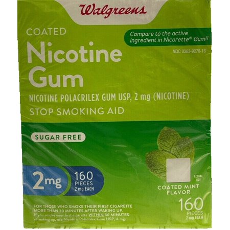 Walgreens Nicotine Gum, 2mg, Coated Mint Flavor, 160pcs