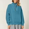 thumbnail image 6 of YUGYXL Women's Quarter Zip Pullover Fleece Fall Oversized Sweatshirts Long Sleeve Casual Lapel Pullover Sweater Winter Clothes Sky Blue L, 6 of 7