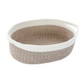 thumbnail image 4 of Cesta tejida con asa, cesta multiusos de cuerda de algodón, regalo decorativo para bebé blanco marrón, 4 of 9