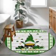 thumbnail image 4 of Area Rug 48in, Dwarf Irish St. Patrick's Day Green Shamrock Floor Carpet Living Room Rug, Gold Coin Vintage Wood Grain Non-Slip Welcome Mat Indoor Rugs for Bedroom Dining Room, 4 of 9