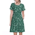 thumbnail image 1 of Easygdp Green Christmas para Vestido Transpirable de Mujer, Vestido Suelto de Manga Corta con Pliegues y Bolsillos para el Verano, 1 of 6