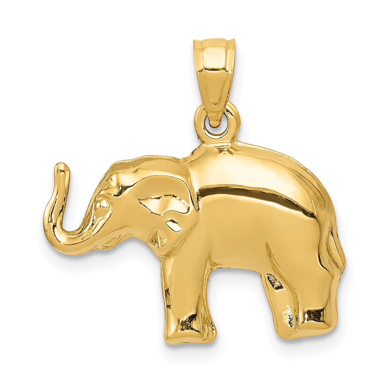 Venture Collections - 14k Yellow Gold Elephant Polished Charm Pendant ...