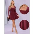thumbnail image 2 of DARING DIVA Square Neck Long Sleeve Mini A-Line Dress S Red, 2 of 6