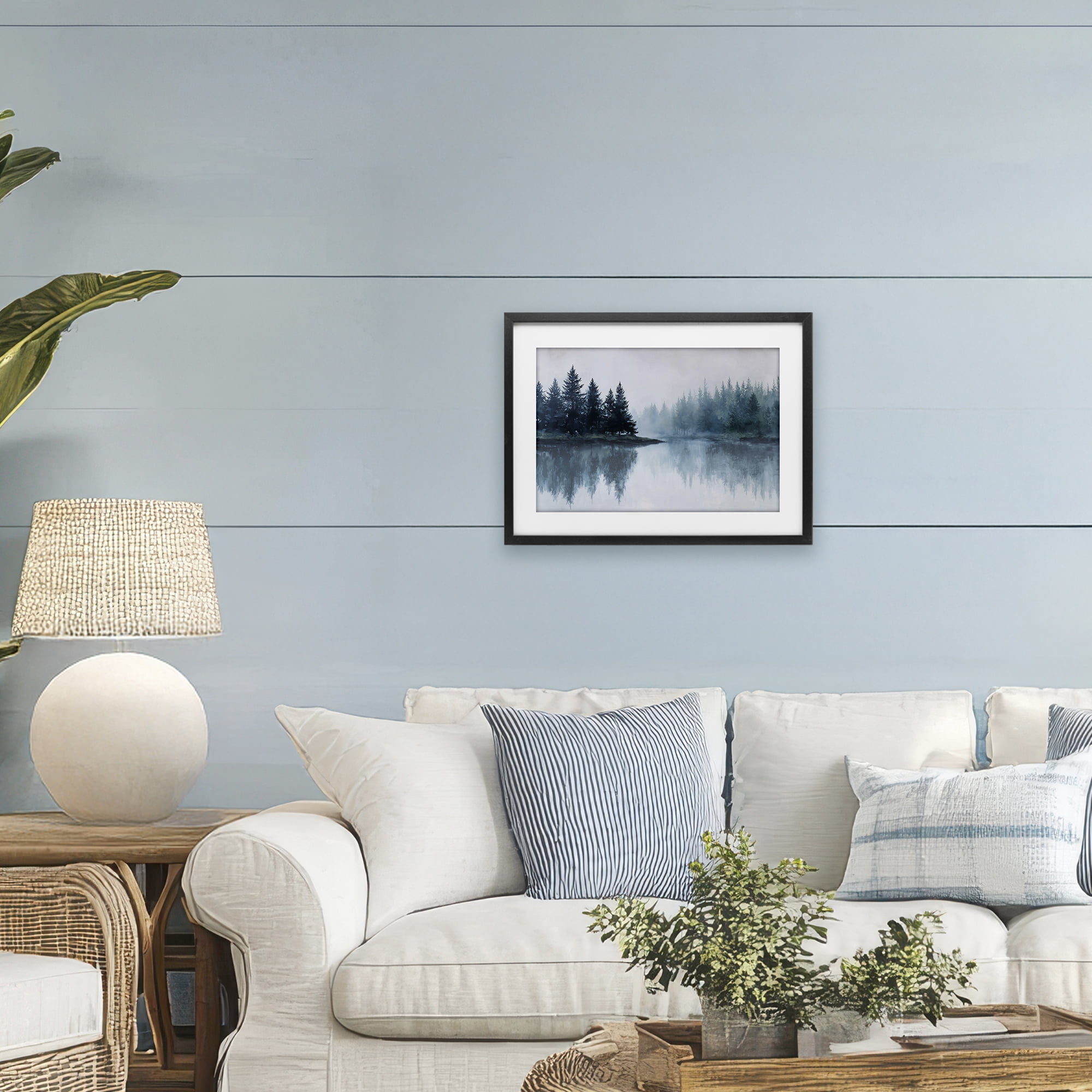 Stupell Industries Indigo Tree Reflections Black Framed Print Under Glass, design by Jacky Ngan