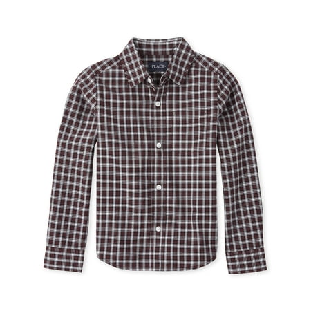 The Children's Place Boys 4-16 Plaid Long Sleeve Button Down
