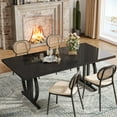 thumbnail image 3 of Tribesigns Dining Table Seats 4-6, 63 in. Kitchen Table Dinner Table with Heavy Duty Metal Frame, Large Executive Desk Computer Desk for Home Office, 3 of 7