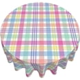 thumbnail image 2 of Easter Checkered Round Tablecloth 70 Inch Colorful Buffalo Plaid Round Table Cloth Gingham Spring Holiday Table Covers Polyester Indoor Outdoor Tablecloths for Kitchen Dining Picnic Party, 2 of 5