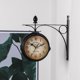 thumbnail image 2 of Reloj de estación retro de doble cara, reloj de pared impermeable, esfera con soporte de montaje de péndulo de doble cara para interior y exterior, hogar, patio, jardín, cocina, patio, sala de estar kaili Sencillez, 2 of 4