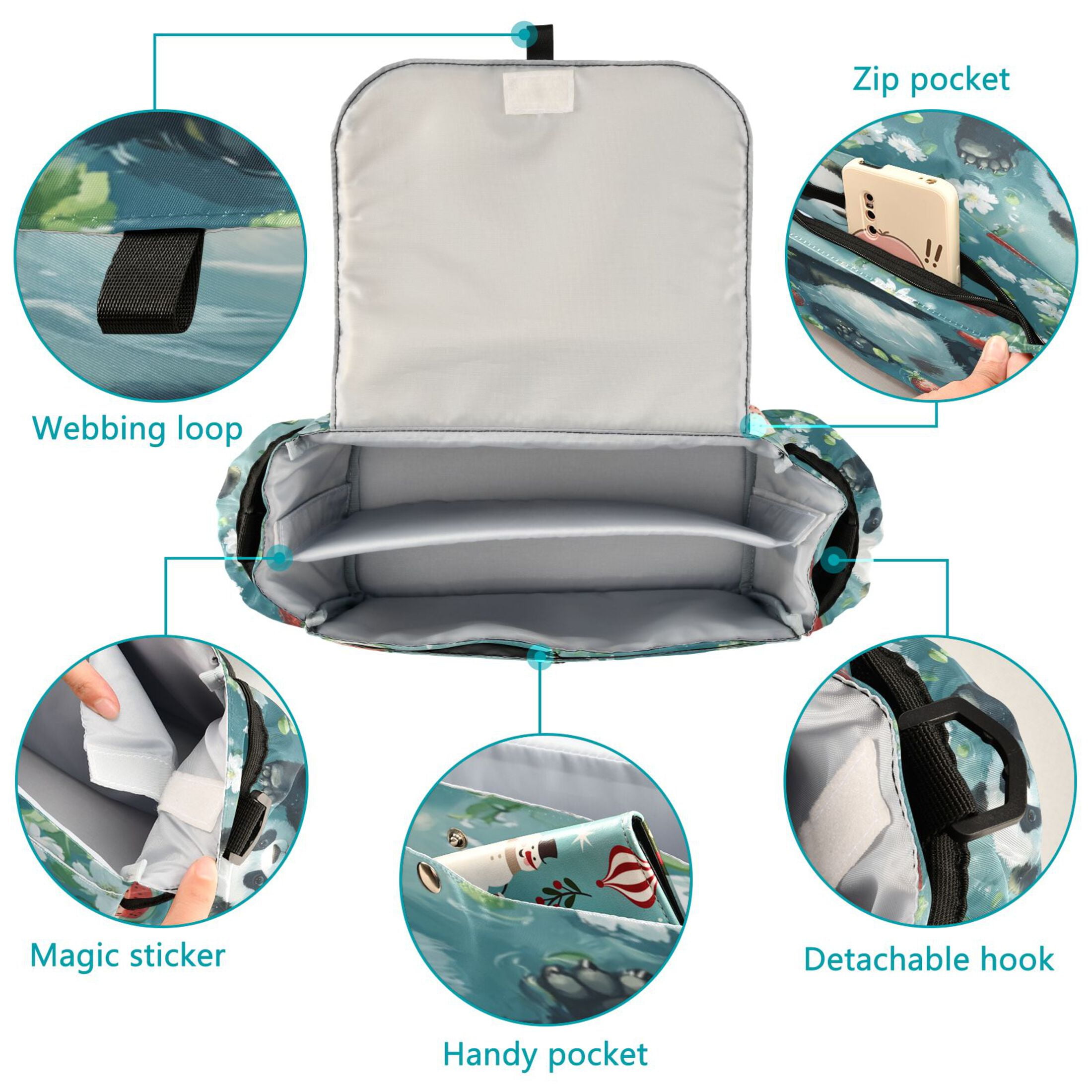 DIXRUYEE Stroller Organizer Floating Panda Paradise Printed