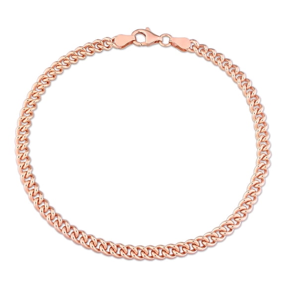 AMOUR 4.4mm Curb Link Chain Bracelet In Rose Plated Sterling Silver - 9 In.