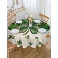 thumbnail image 2 of Round Tablecloth St. Patrick's Day Waterproof Oil Proof Polyester Table Cloth Cover Decor for Home Dining Outdoor,Patio,Parties, 54" Dia. Green Shamrocks Love Hearts Vintage, 2 of 9