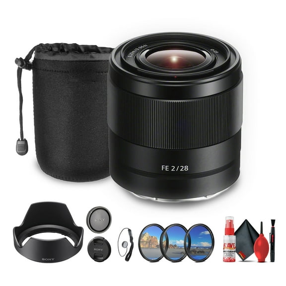 Sony FE 28mm F/2 Lens (SEL28F20)   Filter Kit   Lens Pouch   Cap Keeper   More - Bundle(International Model)