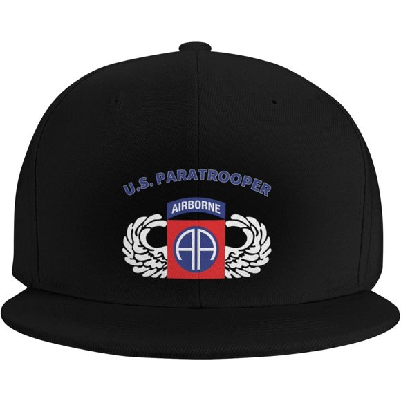 US Army 82nd Airborne Division US Paratrooper Veteran Hat Casual Fashion Flat Bill Baseball Cap Adjustable Trucker Hats for Men and Women