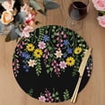 thumbnail image 3 of Spring Flowers Blossom Round 13 Inch Placemats Set of 4, Pastoral Farmhouse Botanical Black HeatResistant Non Slip Place Mats for Dining Table, Wipeable Braided Kitchen Table Mats for Housewarming, 3 of 9
