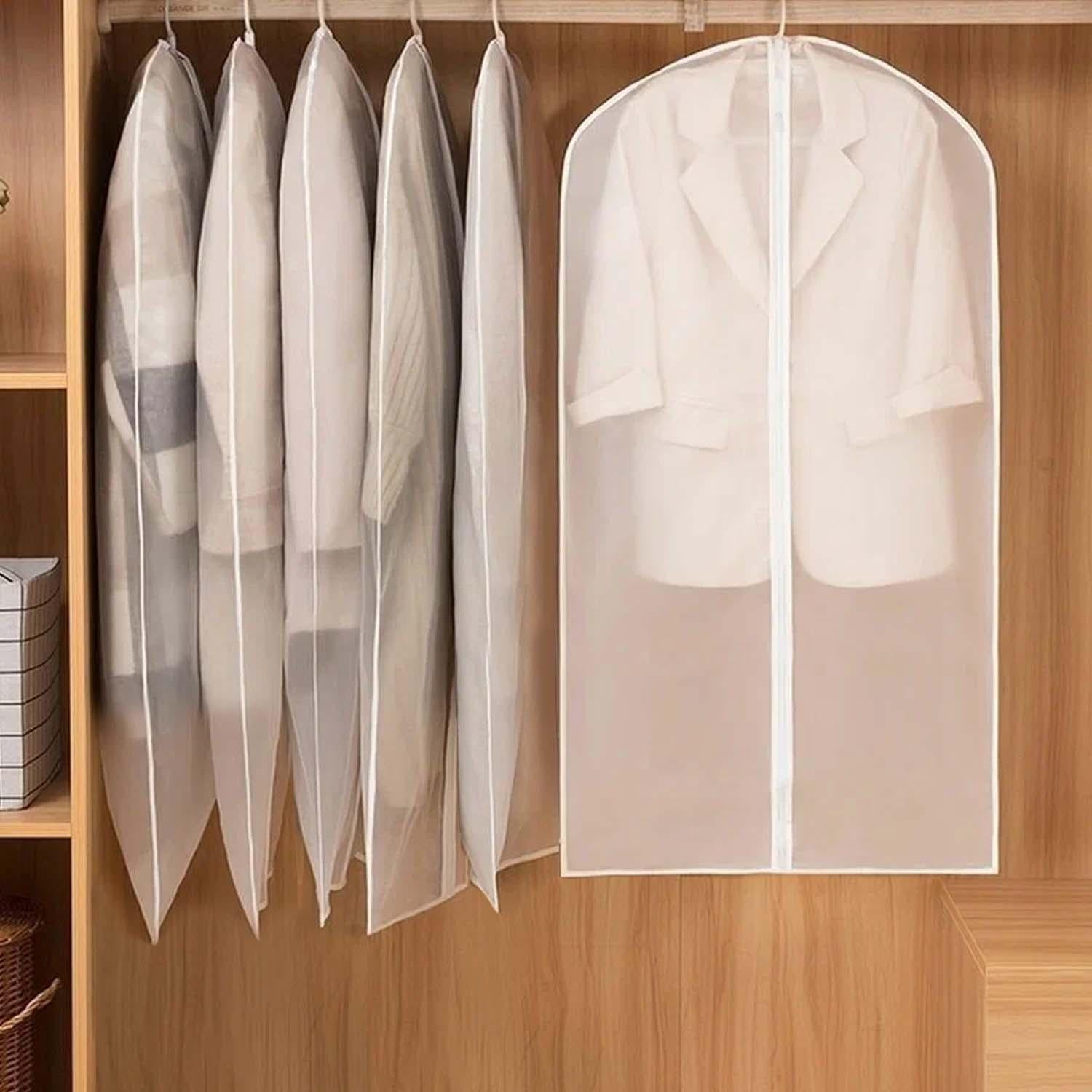 HongKeJi 10 Pack Large Clear Garment Bags-Moth Proof Garment Bags, Garment Cover, Hanging, Dress Garment Bags Storage for Travel (24 x 40 in)