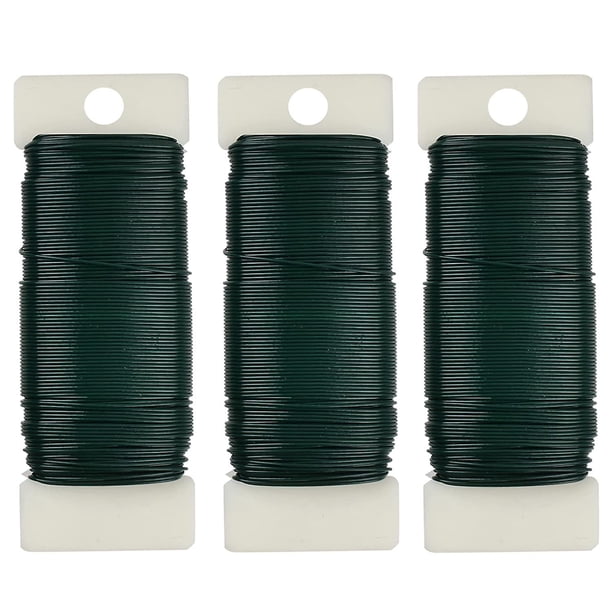 Paquete de 3 alambre floral, 118 yardas, calibre 22, alambre de floristería verde, alambre verde flexible para manualidades, coronas de Navidad, árbol, guirnalda y flujo floral.