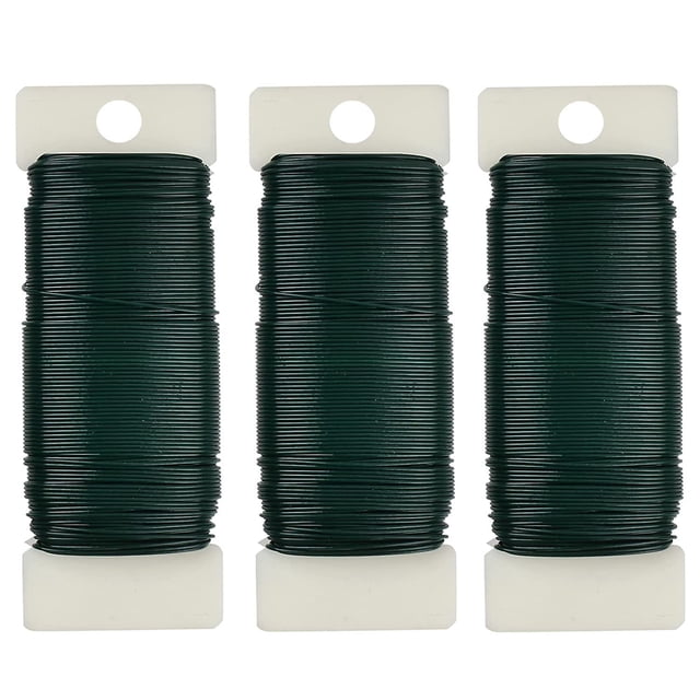 Paquete de 3 alambre floral, 118 yardas, calibre 22, alambre de floristería verde, alambre verde flexible para manualidades, coronas de Navidad, árbol, guirnalda y flujo floral.