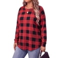 thumbnail image 3 of WellSize Plus Size Sweatshirts for Women Plaid Crewneck Long Sleeve Shirts Casual Fall Tunic Tops Lightweight Pullover Sweatshirts, 3 of 7