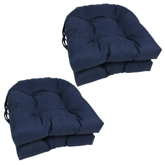 Blazing Needles 16-inch Outdoor Spun Polyester U-shaped Tufted Chair Cushions (Set of 4)