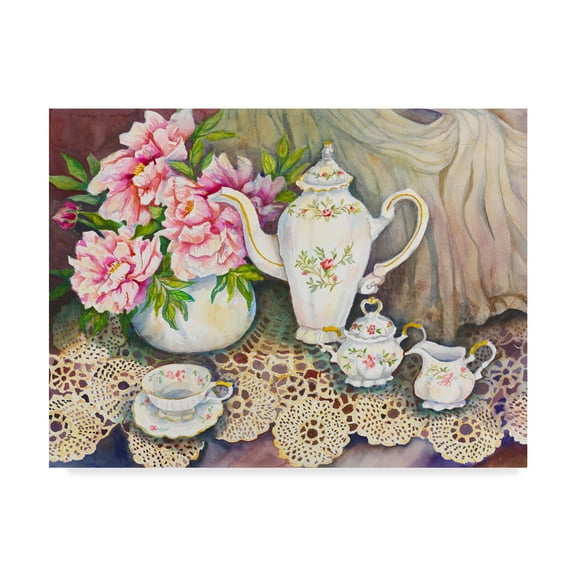 Trademark Fine Art 'Tea Time Pink' Canvas Art by Joanne Porter