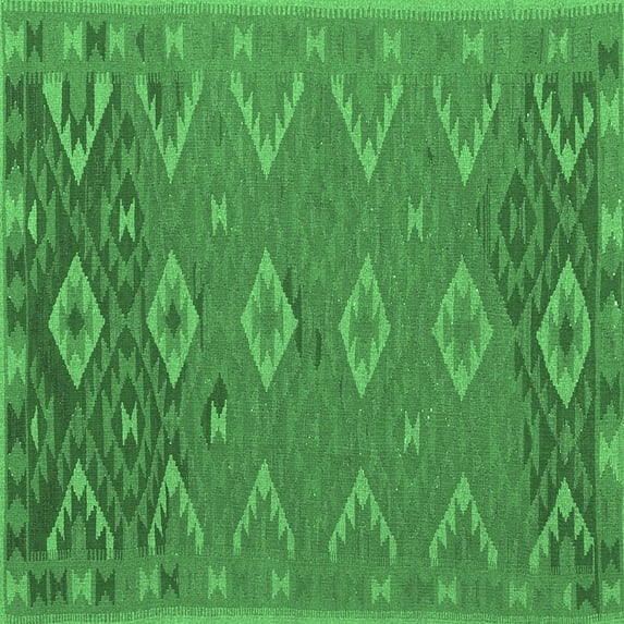 Ahgly Company Indoor Square Oriental Emerald Green Traditional Area Rugs, 5' Square