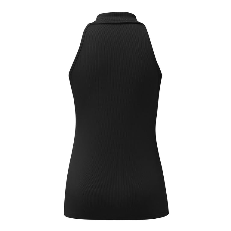 トップス theredthread halter zip nit Collared Halter Tank Top with Front Zipper, Women's Sleeveless