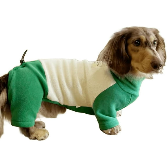 HQREA Dachshund Onesie Clothes Winter Warm 4 Legs Turtleneck Fleece Dog Jumpsuit