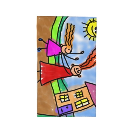 YFYANG Absorbent Towel, Soft Skin-Friendly Hand-Painted Cute Kids Washcloth Bath Towel, Suitable for All Skin, 27.5 x 16-inch