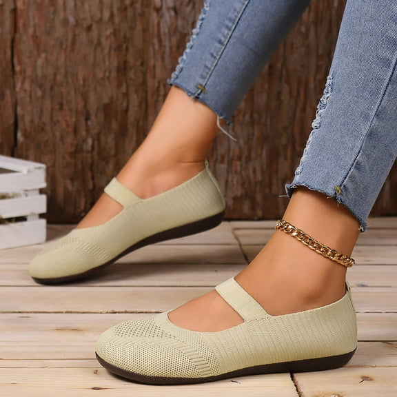 GUOBIOZIY Women's Athletic Walking Shoes Slip on Casual Mesh-Comfortable Tennis Workout Sneakers(Beige,7)