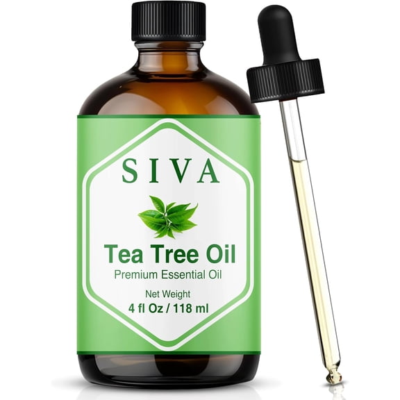 SIVA Tea Tree Essential Oil - 4 Fl Oz – 100% Natural Tea Tree Oil - for Diffuser, Face, Skin Care, Aromatherapy, Hair Care, Scalp and Body Massage - with Dropper