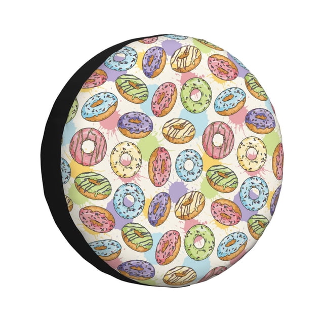 Fotbe Glazed Donuts Funda de Llanta de Repuesto con Estampado, Engrosada, Ajuste Universal para Jeep, Remolque, RV, SUV, Camión-16 inch