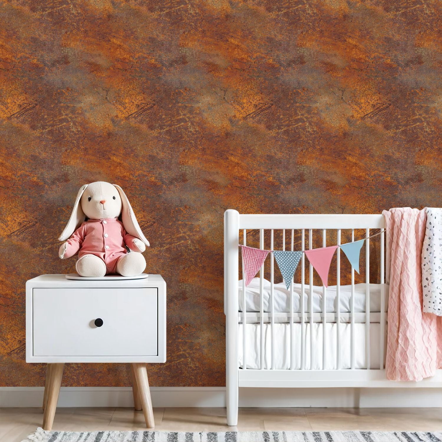Industrial Peel and Stick Wallpaper 23.6in x 9.8ft Abstract Rusty Texture Warm Orange Brown Tones Contact Paper Vinyl Waterproof Self Adhesive Wall Paper for Bedroom Shelf Cabinet Renter Friendly
