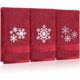 thumbnail image 1 of wonima44 3 Pcs Christmas Snowflakes Hand Towels Winter Embroidered Xmas Red Decorative Bathroom Towels Absorbent Soft Winter Kitchen Decor Set, 100% Cotton, 13.3 x 29.5'', 1 of 1