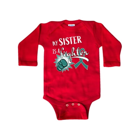 

Inktastic Ovarian Cancer Awareness My Sister is a Fighter Gift Baby Boy or Baby Girl Long Sleeve Bodysuit