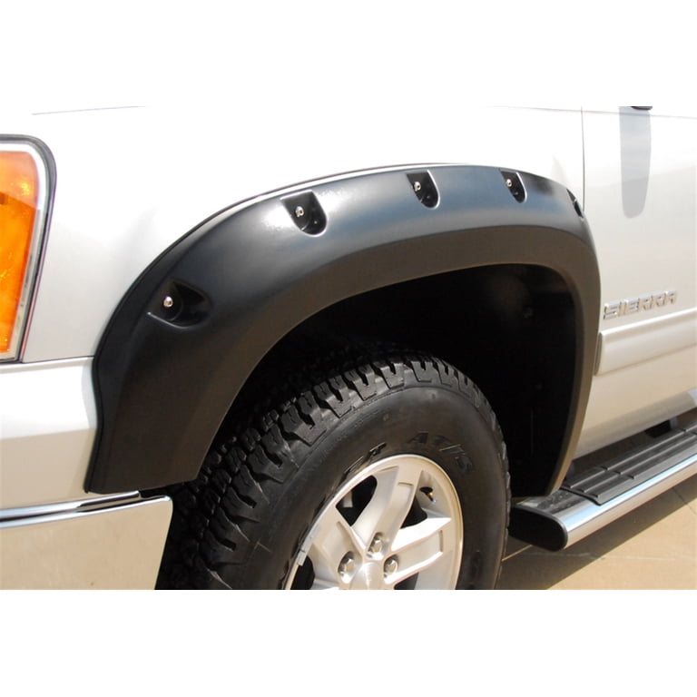 Textured Black Fender Flares For 2007-2013 GMC Sierra 1500 — 4-Piece Set, No-Drill Rivet Style, ABS Plastic