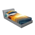 thumbnail image 2 of Ambesonne Ocean Fitted Sheet & Pillow Sham Set, Majestic Sunset over Sea, Twinxl, Turquoise Orange Blue, 2 of 2
