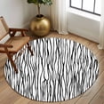 thumbnail image 2 of Round Area Rug 5 Ft, Black White Lines Washable Non-Slip Circle Carpet for Living Room/Bedroom, Retro Stripes Texture Minimalist Art Low-Profile Runner Mats Collection Rugs for Indoor, 2 of 8