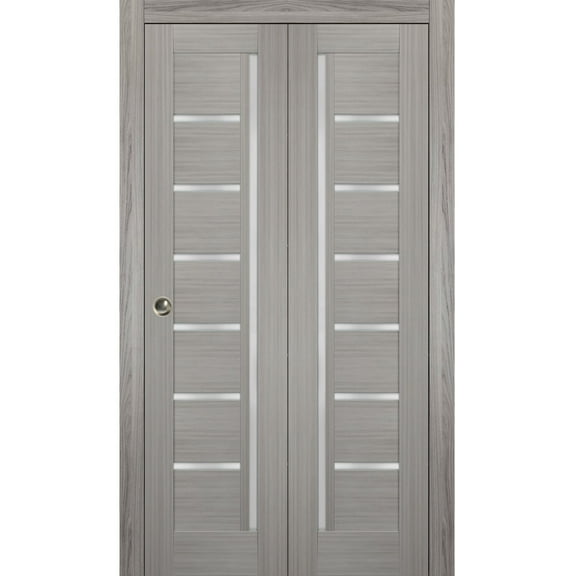 Sliding Closet Bi-fold Doors | Quadro 4088 Grey Ash with Frosted Glass