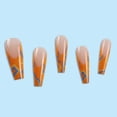 thumbnail image 3 of Fofosbeauty 24 pcs Long False Nails, Press-on Nails Designs 2023, Coffin Sharp French Orange Lines, 3 of 9