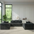 thumbnail image 3 of SOULART 130" Cloud Couch, U L-Shaped Sectional Sofa with Chaise, 5-Seater Boneless sofa– No Assembly, Corduroy,Black, 3 of 9