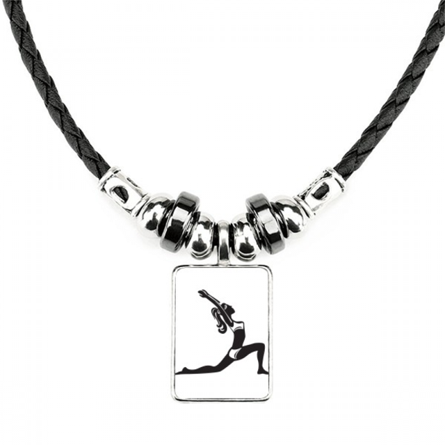 yoga mantener sano el estiramiento silueta collar a mano colgante de cuerda de cuero Unbranded M