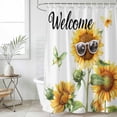 thumbnail image 4 of Spring Sunflower Butterfly Bathroom Shower Curtains with 12 Hooks Polyester Waterproof Shower Curtain for Stalls and Bathtubs Leaves Sunglasses Farm Decorative Bathroom Privacy Curtain 48x72 Inches, 4 of 9