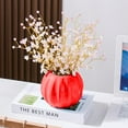 thumbnail image 7 of Luckky Ceramic Flower Vase, Thanksgiving Pumpkin Shaped Planter Pot Halloween Dried Flower Vase Flower Arrangement for Fall Harvest Home Party Decoration - Red, 7 of 7