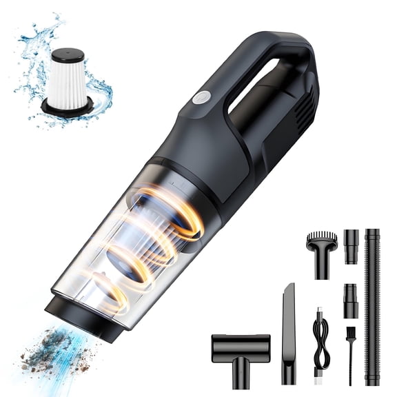 SIMWAL Handheld Vacuum Cleaners, Car Vacuum Portable Cordless 9500Pa Powerful Suction, Portable Hand Held Vacuum with LED light, Multi-Nozzles for Car, Office, Home Cleaning, Black