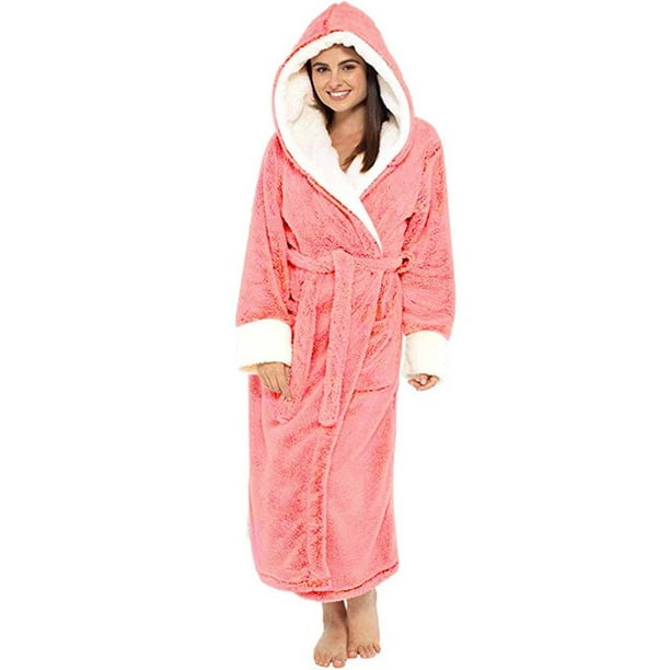 VOIANLIMO Women's Plus Size Bath Robes Soft Fleece Fluffy Plush Bathrobe  Ladies Winter Warm Thin Bathrobes