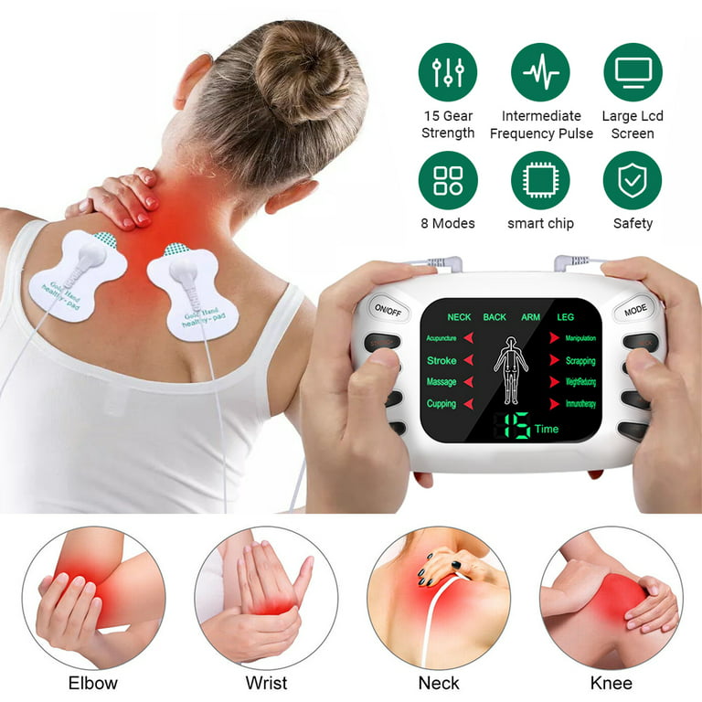 MDHAND Electronic Pulse Massager ,Pain Relief Therapy Machine, Muscle Relax  Stimulator Massager with 8 Modes, 16 massage heads, 15 Level Speed
