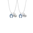 thumbnail image 2 of Delight Jewelry Silvertone Blue Crystal Horseshoe Mother & Daughter Heart Necklaces (Set of 2), 19"+2", 2 of 4