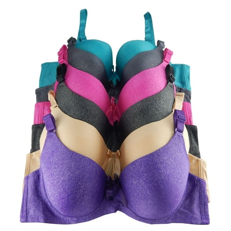 Women Bras 6 pack of T-shirt Bra D cup DD cup, Size 34B (Best Bra For D Cup Size)