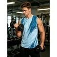 thumbnail image 3 of Men's Tank Tops Quick Dry Workout Swim Beach Shirts Athletic Sleeveless Shirts Stripe Light Blue M12 M, 3 of 8